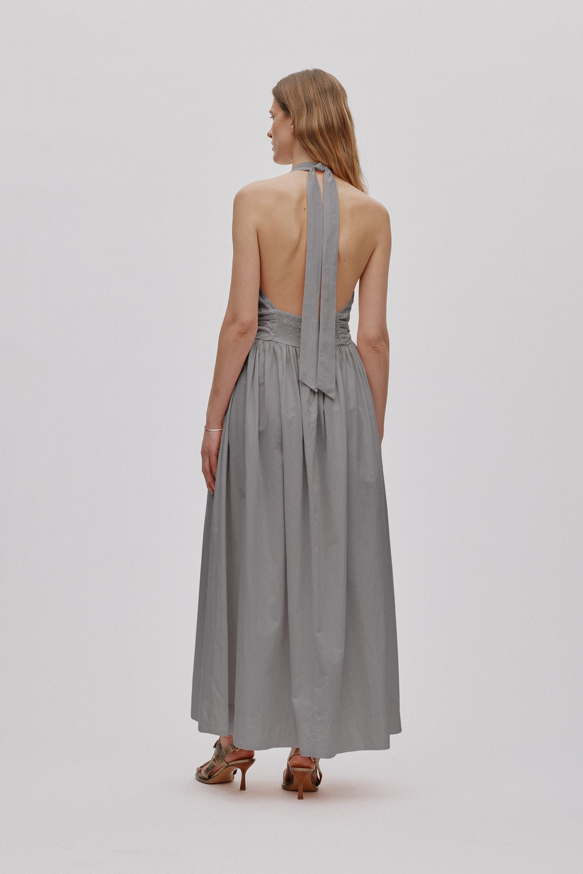 Izette - Poplin halter dress I Asphalt