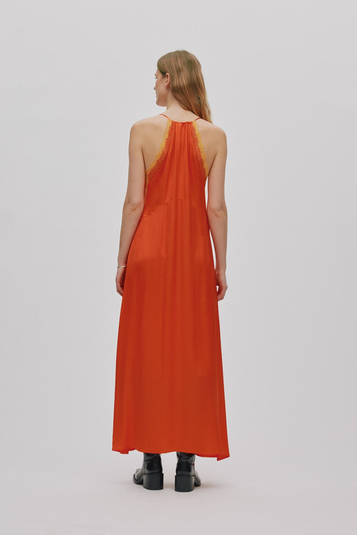 Chefira - Contrast lace camisole dress I Deep mandarin