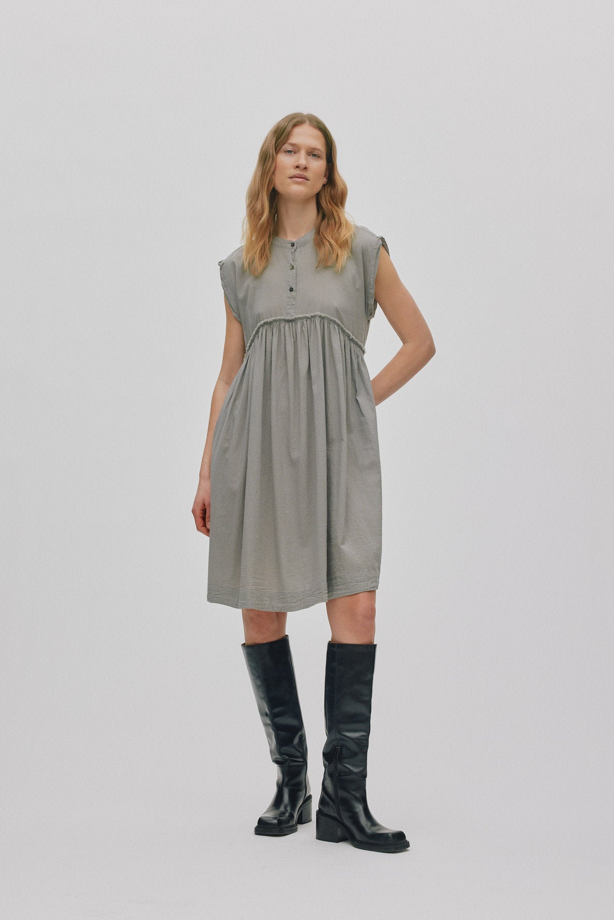 Devina - Cotton dress I Cement
