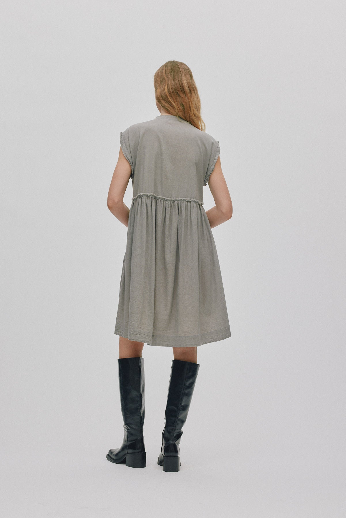 Devina - Cotton dress I Cement