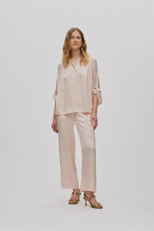 Lissy - Contrast lace shirt I Light rose