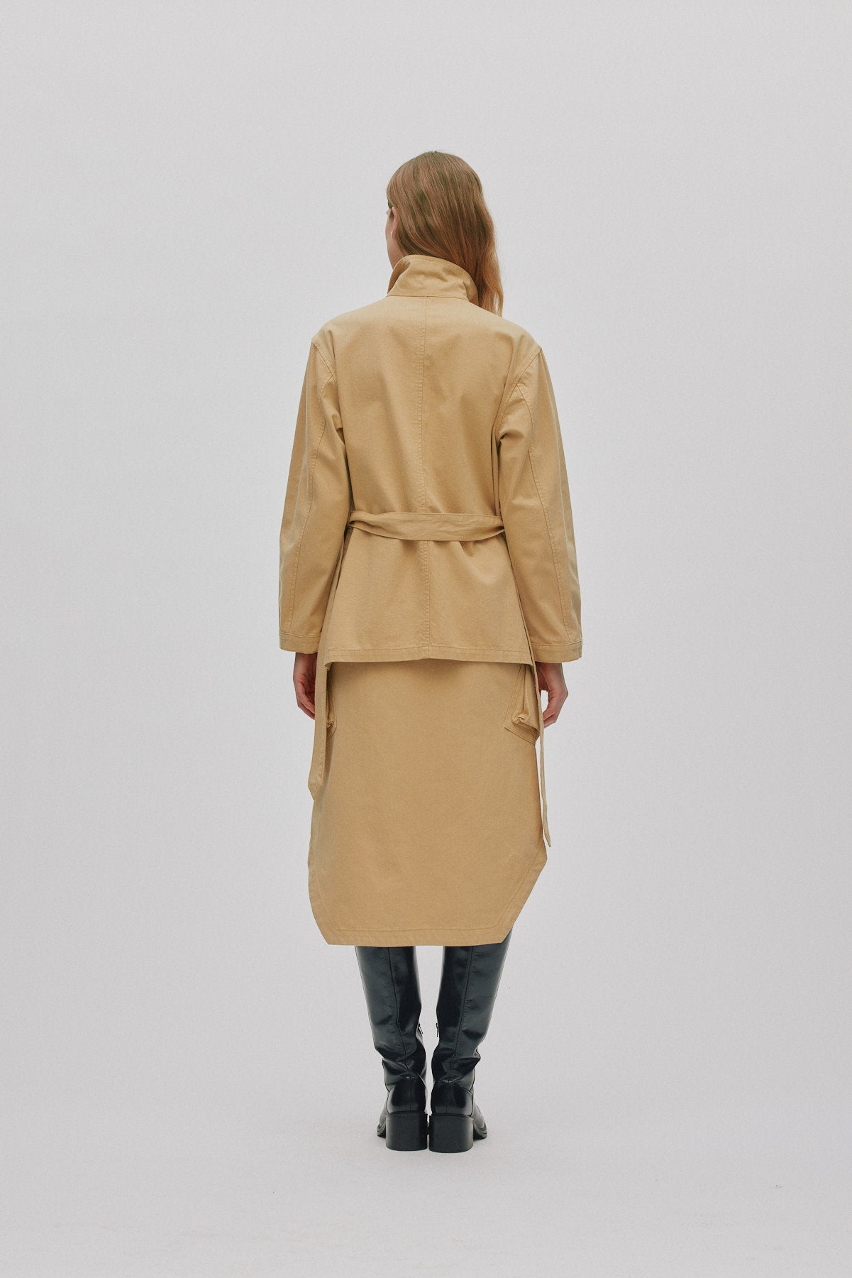 Ambra - Texture canvas cargo skirt I Sand