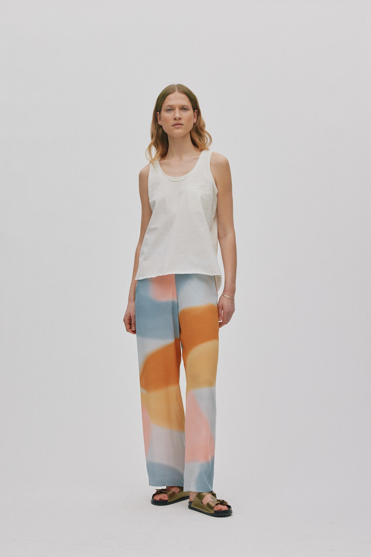 Abbi - Vintage jersey pocket tank top I Chalk