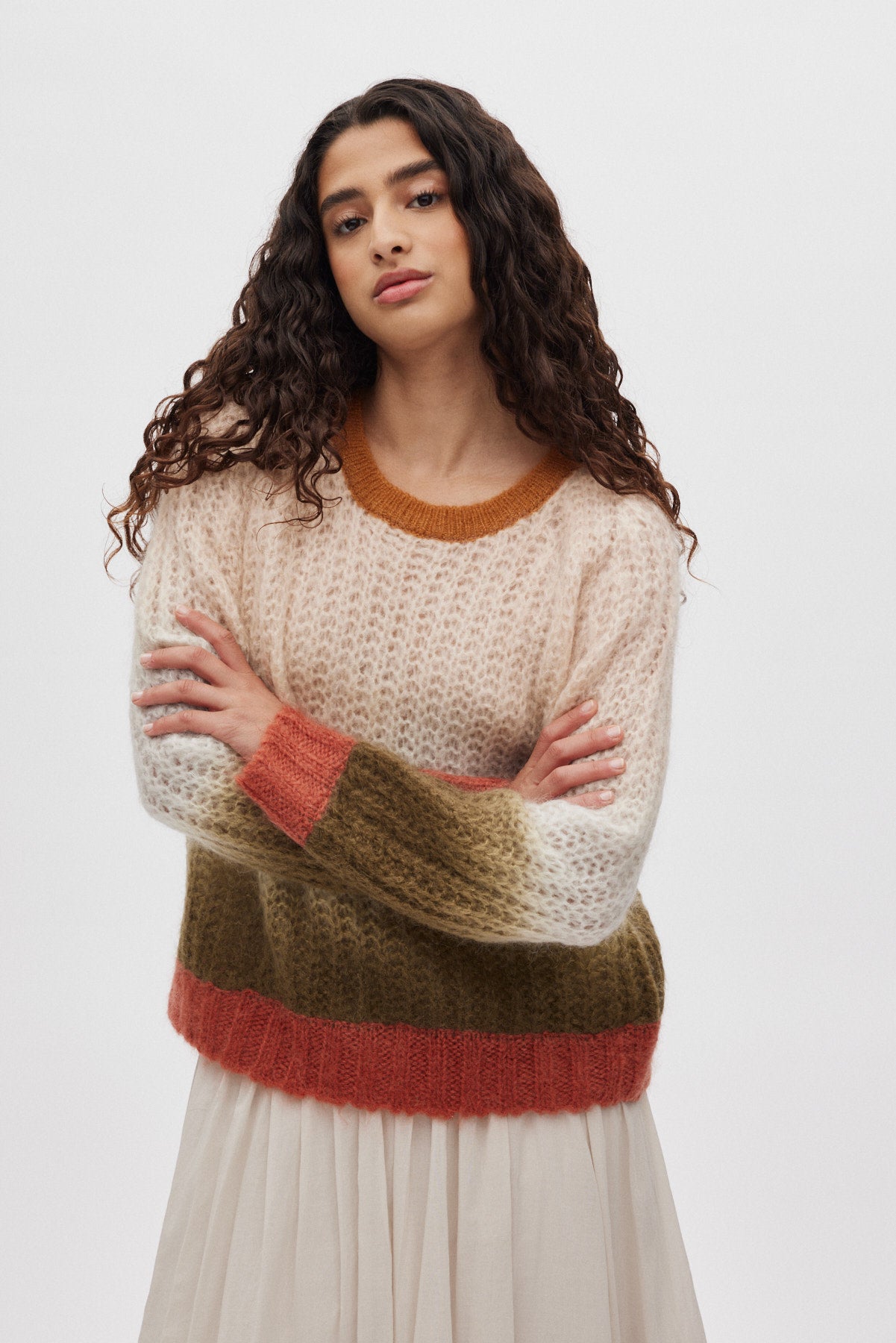 Jasmin - Faded knit boxy sweater I Rust combo