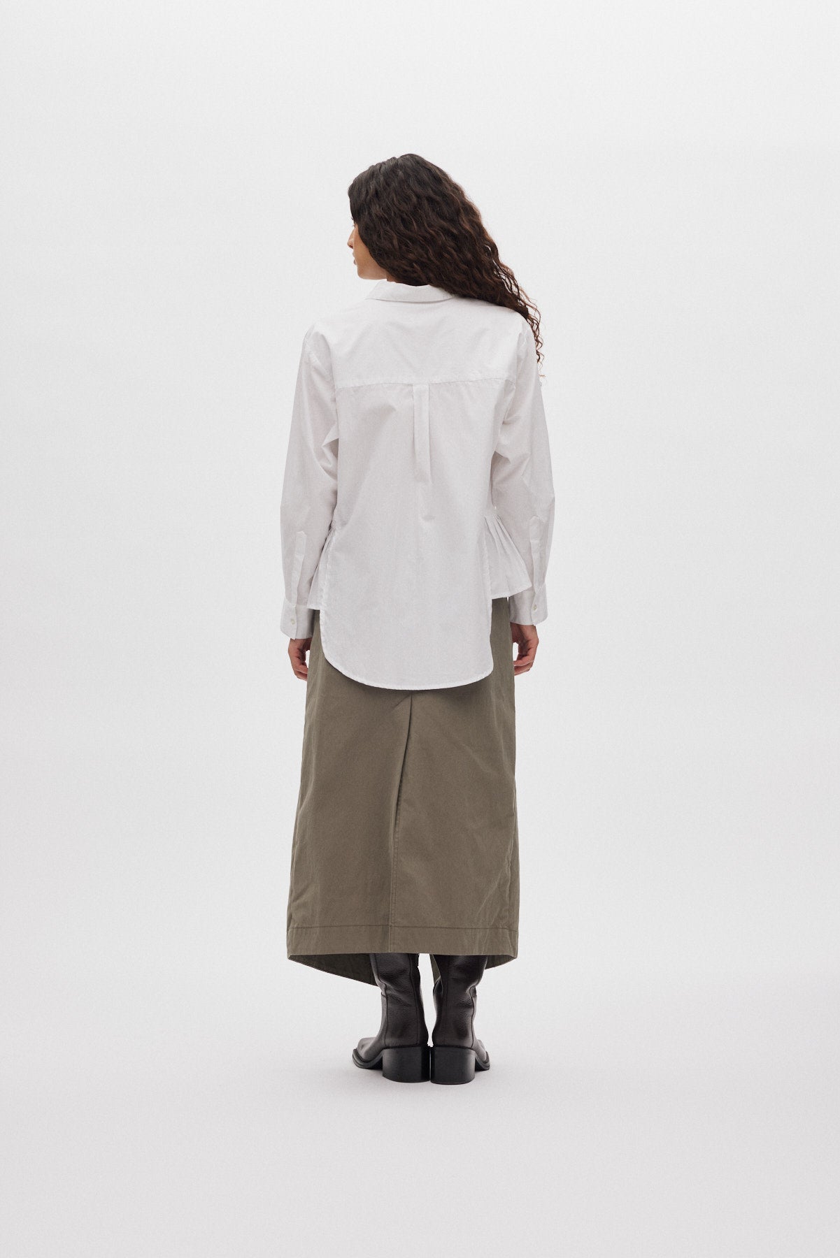 Djana - Poplin side gather shirt I White