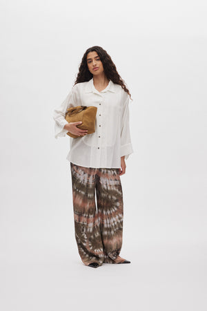 Briana - Lava pleat wide pants I Rust combo