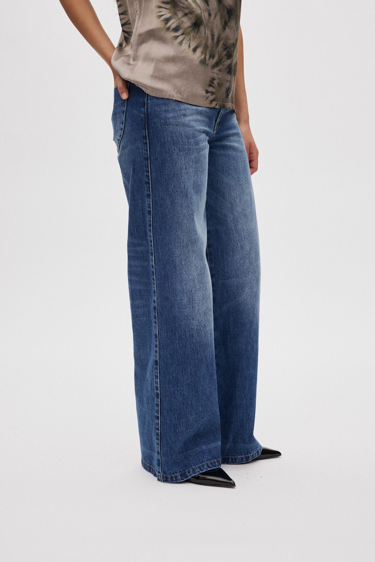Dalia - Denim retro fit pants I Dark indigo