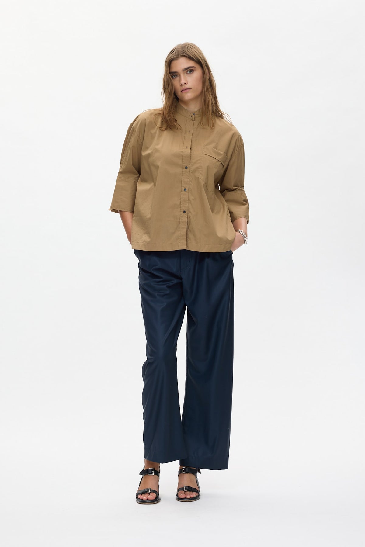 Seval - Poplin boxy shirt I Havanna brown