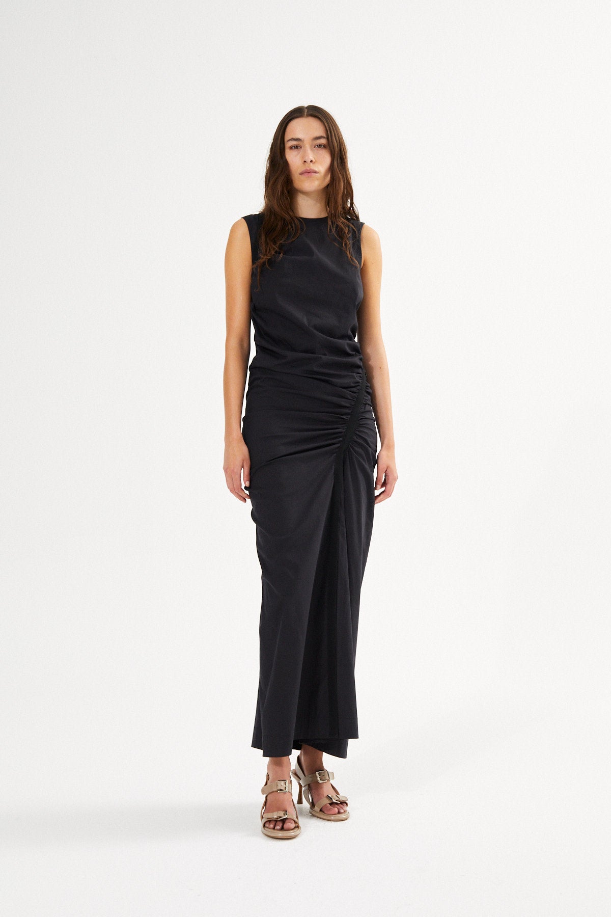 PreLoved Bibber - Papery fitted long dress I Black - XS