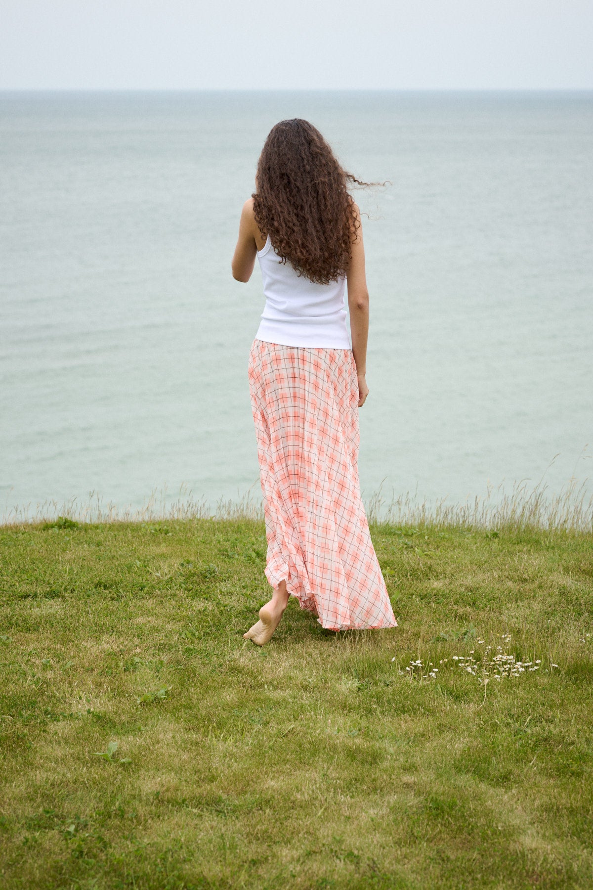 Saki - Transparent check skirt I Mandarin pleat