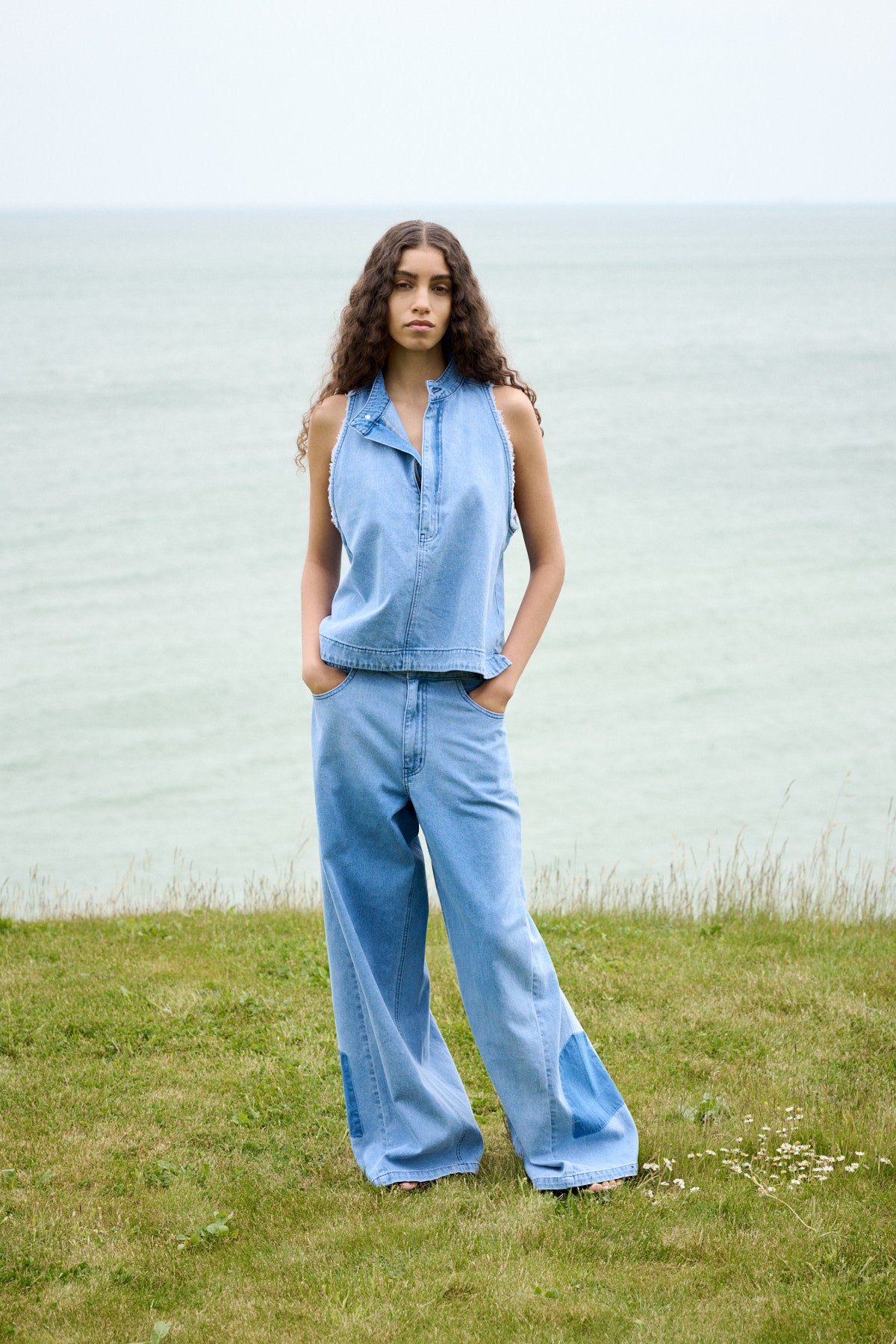 Faya - Light denim halter top I Light washed denim