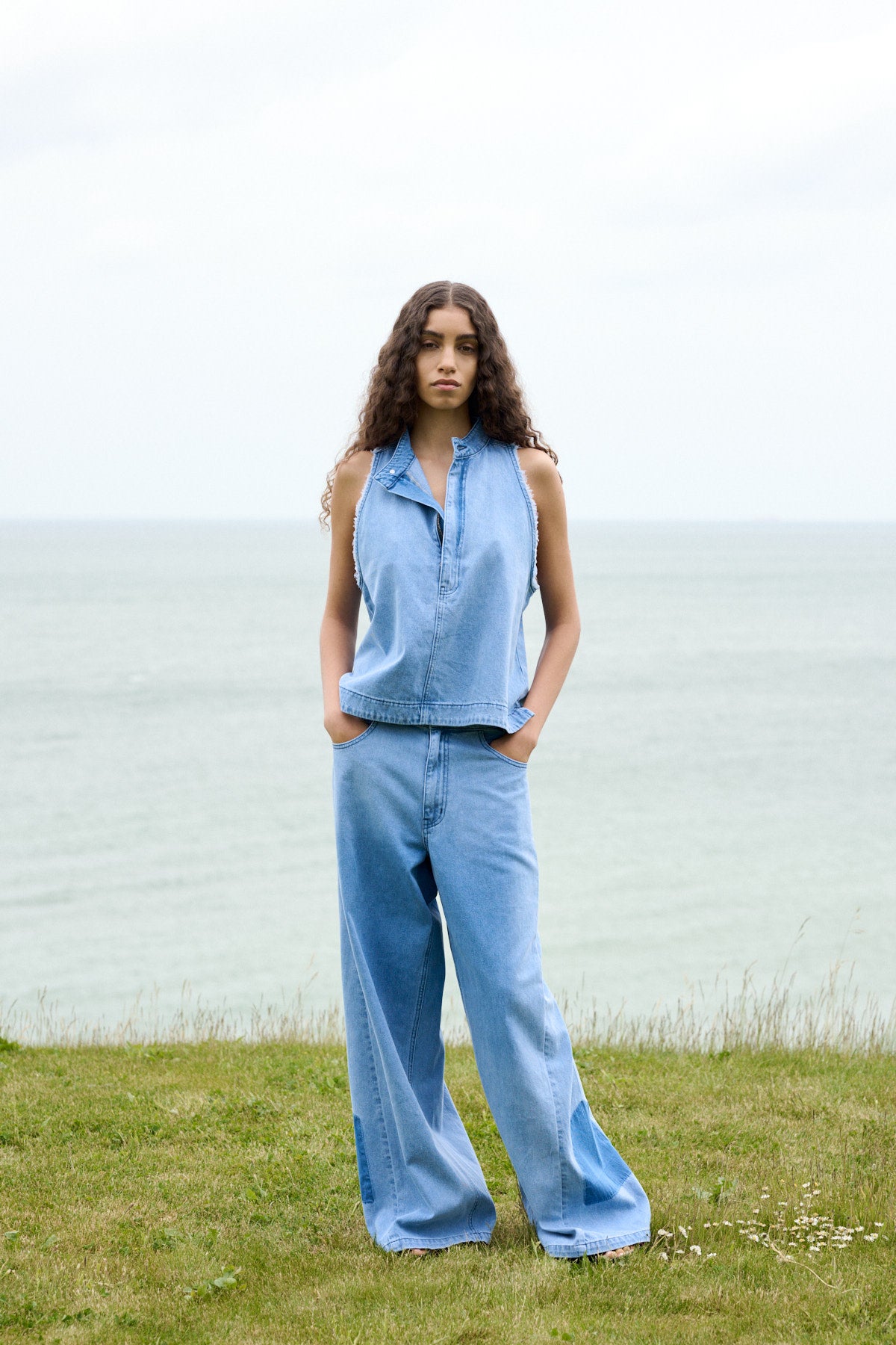 Lane - Light denim wide leg pants I Light washed denim