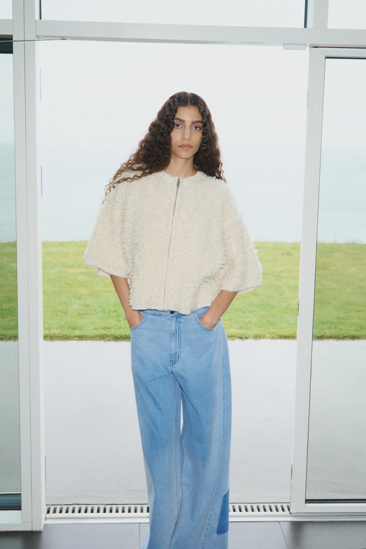 Alice - Shaggy lam knit cardigan I Off white