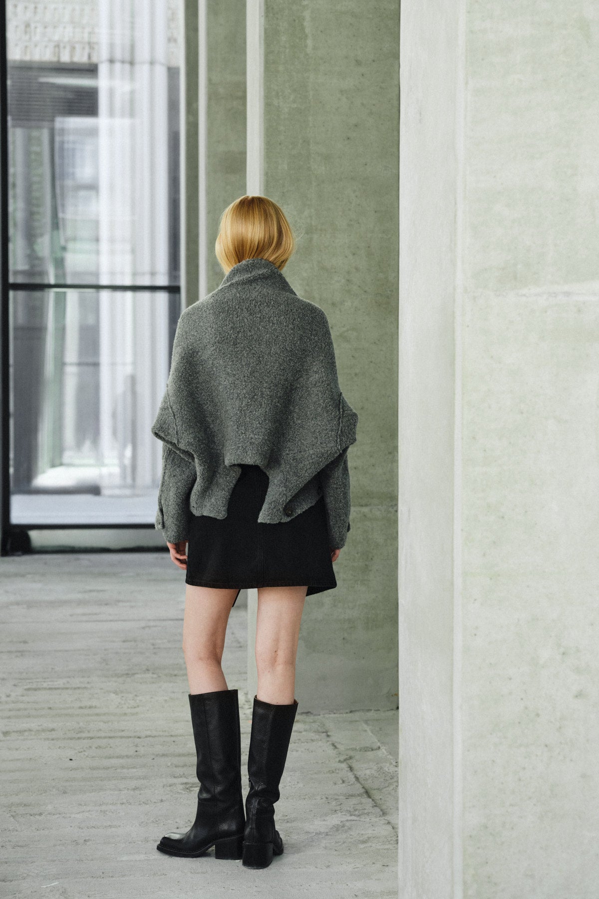 Emel - Sheep knit reverse jacket I Grey melange