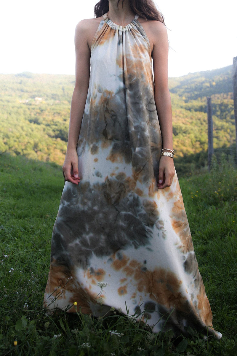 Hope - Abstract halter dress I Forest combo