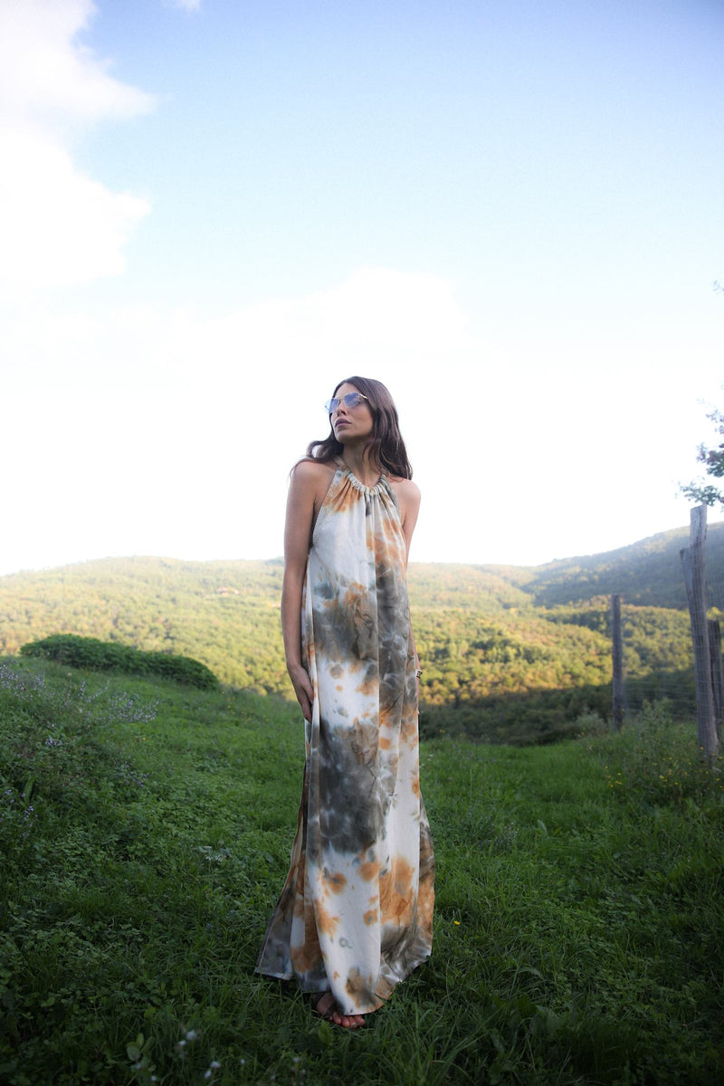 Hope - Abstract halter dress I Forest combo