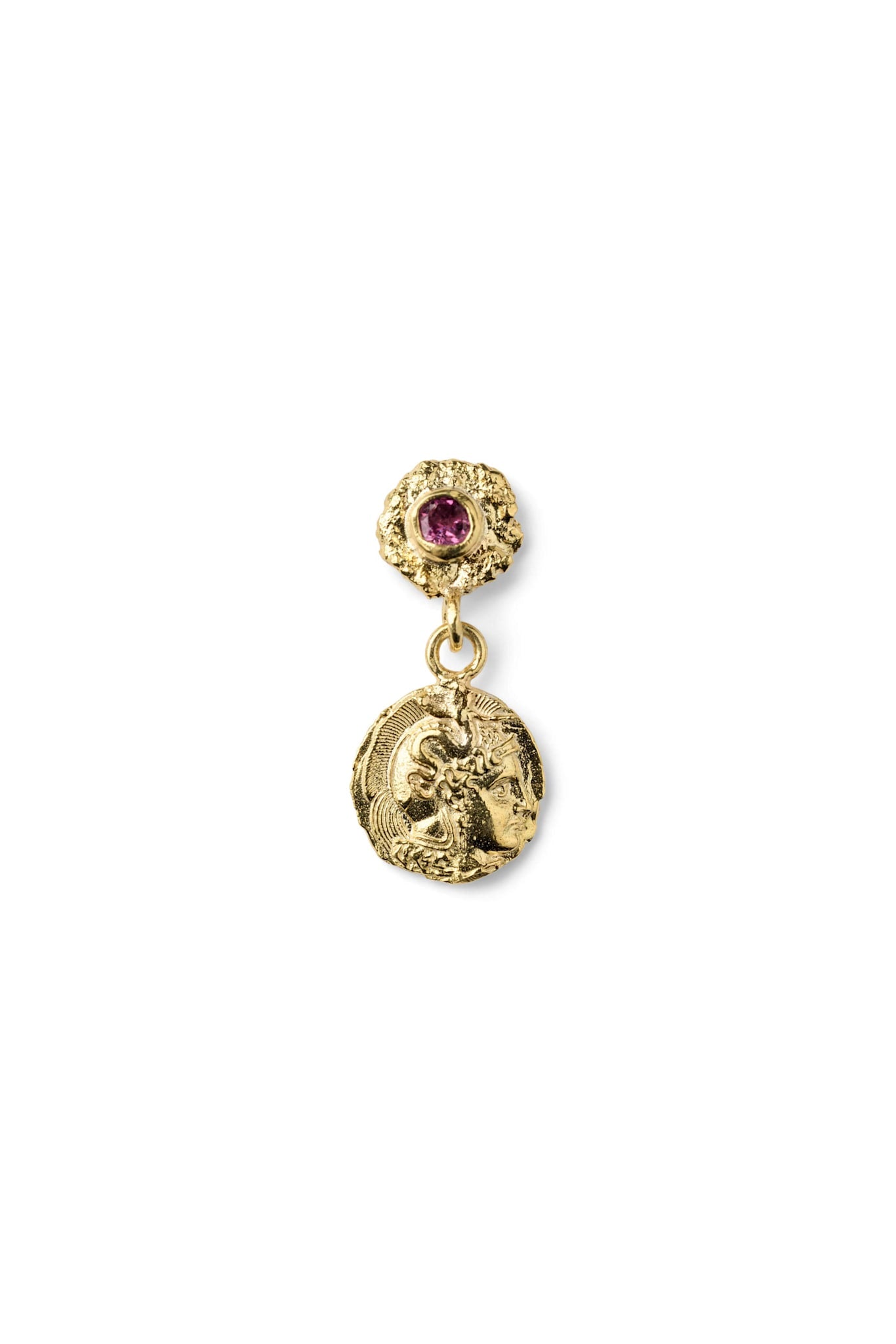 Coin Earring - Nafsu I Gold w/ Purple Stone