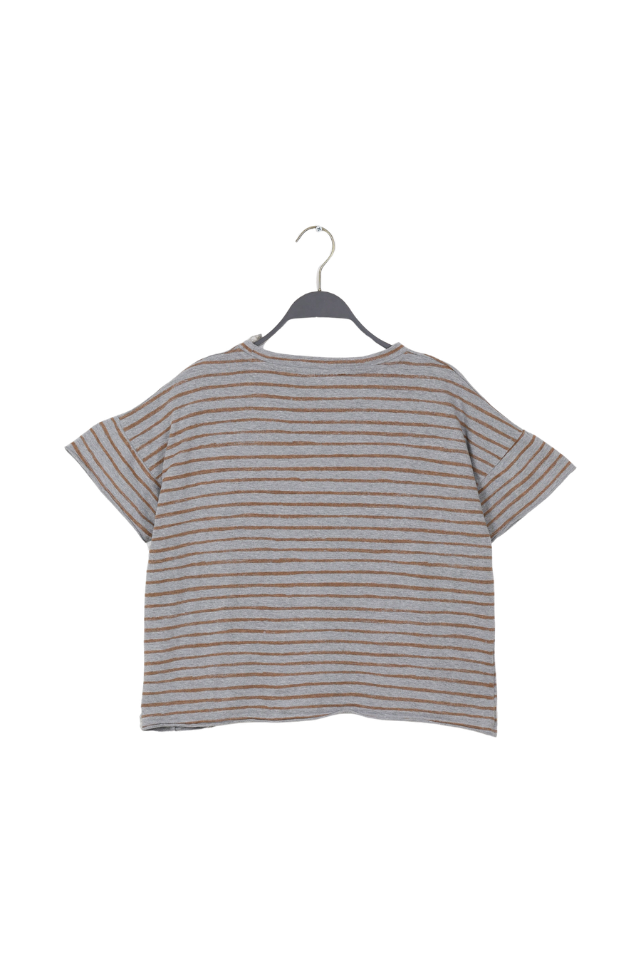 PreLoved Margot - Light stretch cropped t-shirt I Grey honey stripe - XS/S