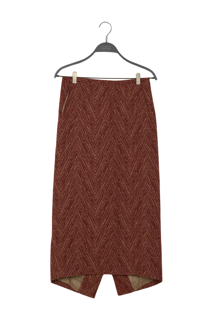 PreLoved Luzie - Herringbone long skirt I Burgundy combo - S