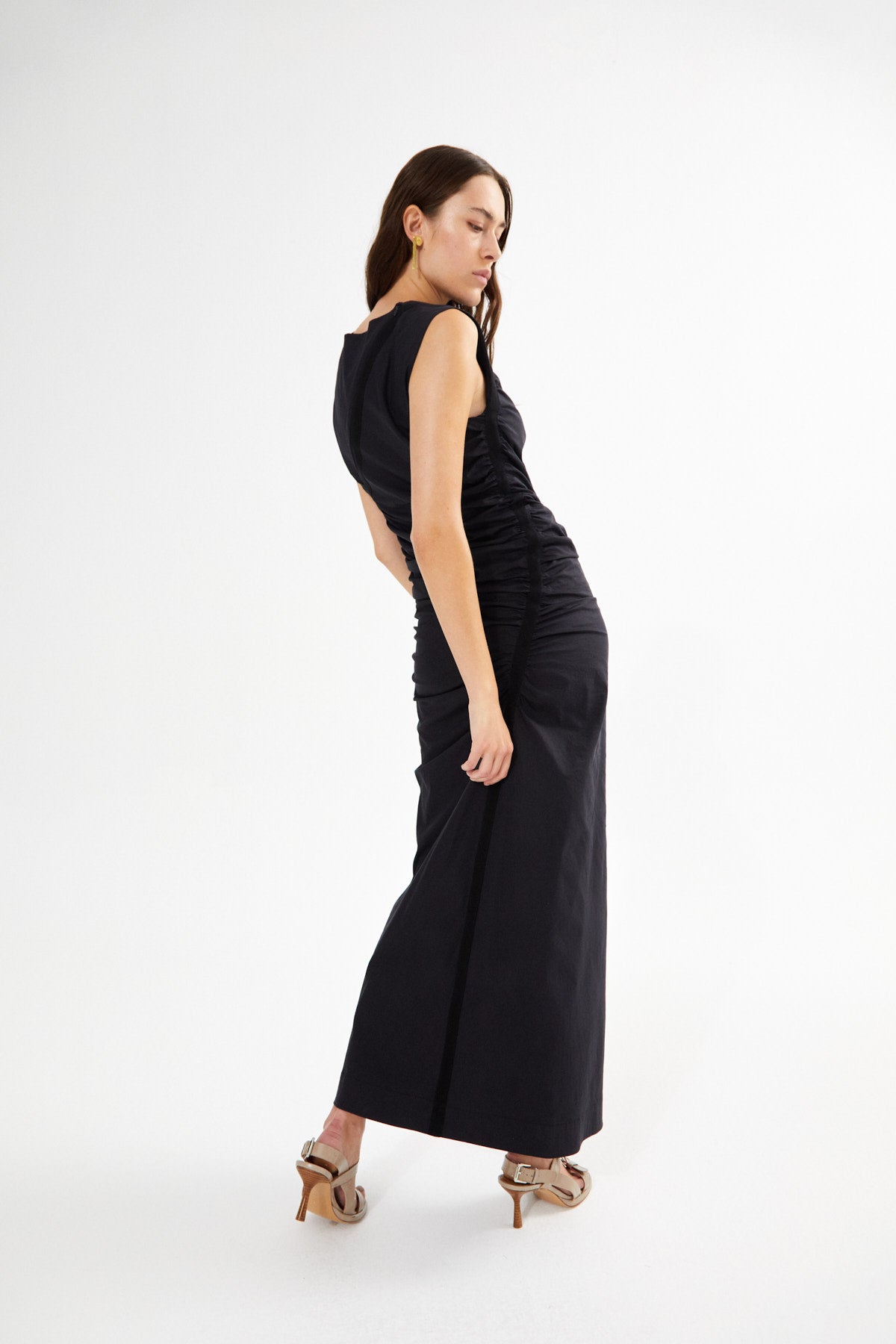 PreLoved Bibber - Papery fitted long dress I Black - XS