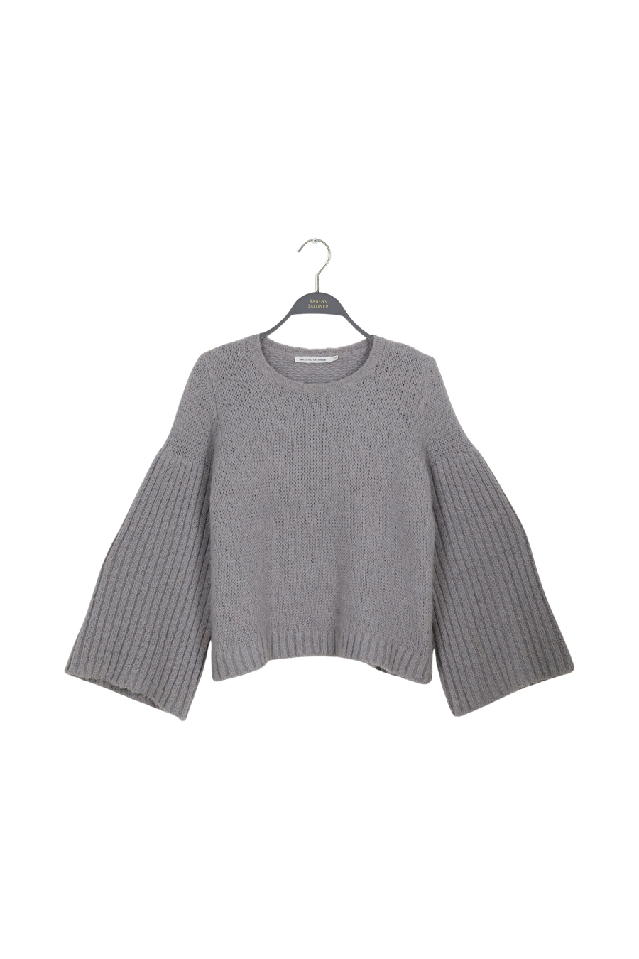 PreLoved Emiko - Dual knit rib sleeve sweater I Light grey - XS