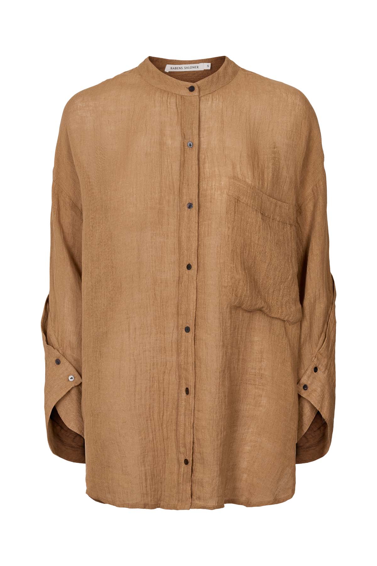 Bobbies - Crinkled oversize shirt I Walnut