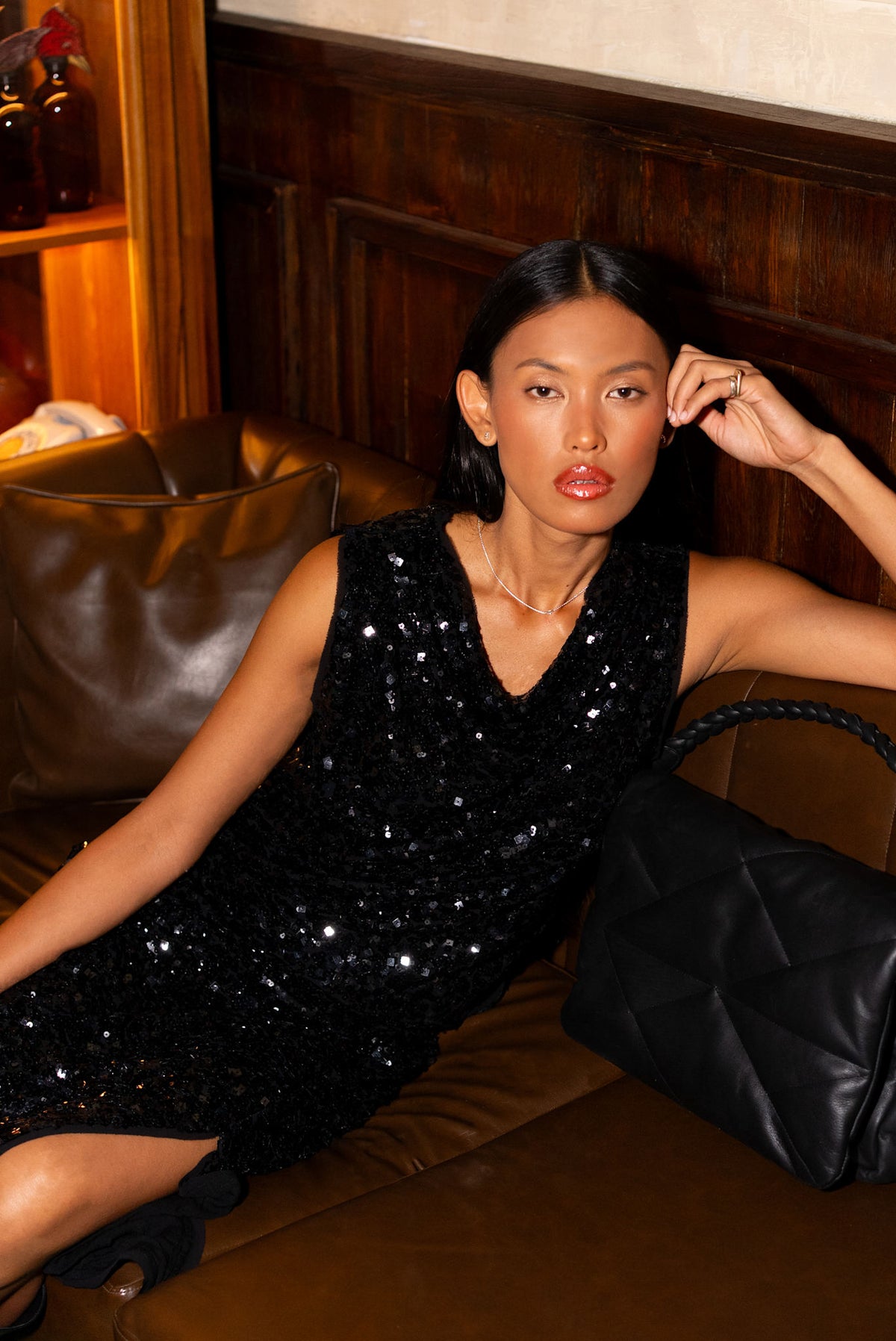 Liana - Sequin skirt I Black