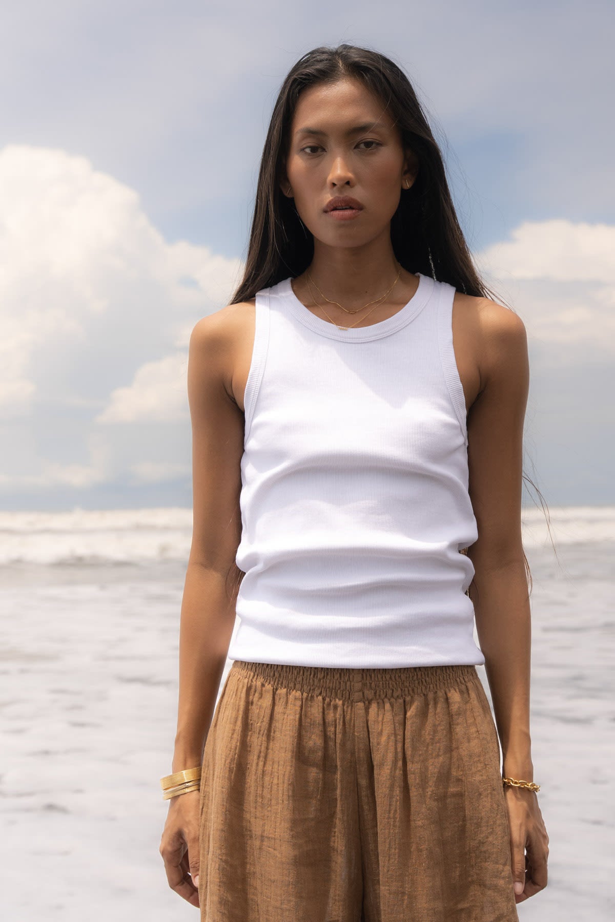 Nelle - Rib jersey tank I White