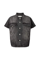 Mir - Denim vest jacket I Washed black denim