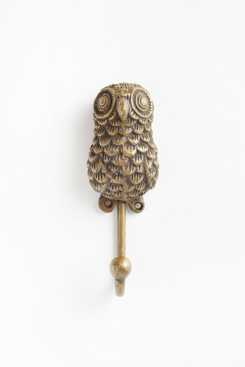 Owl brass hook - Hook 16 cm I Matte brass