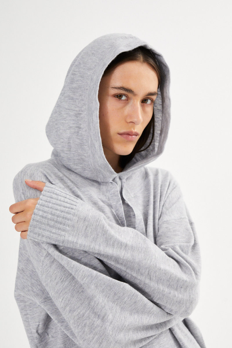 Helena - Knit lounge over size hoodie I Mole melange