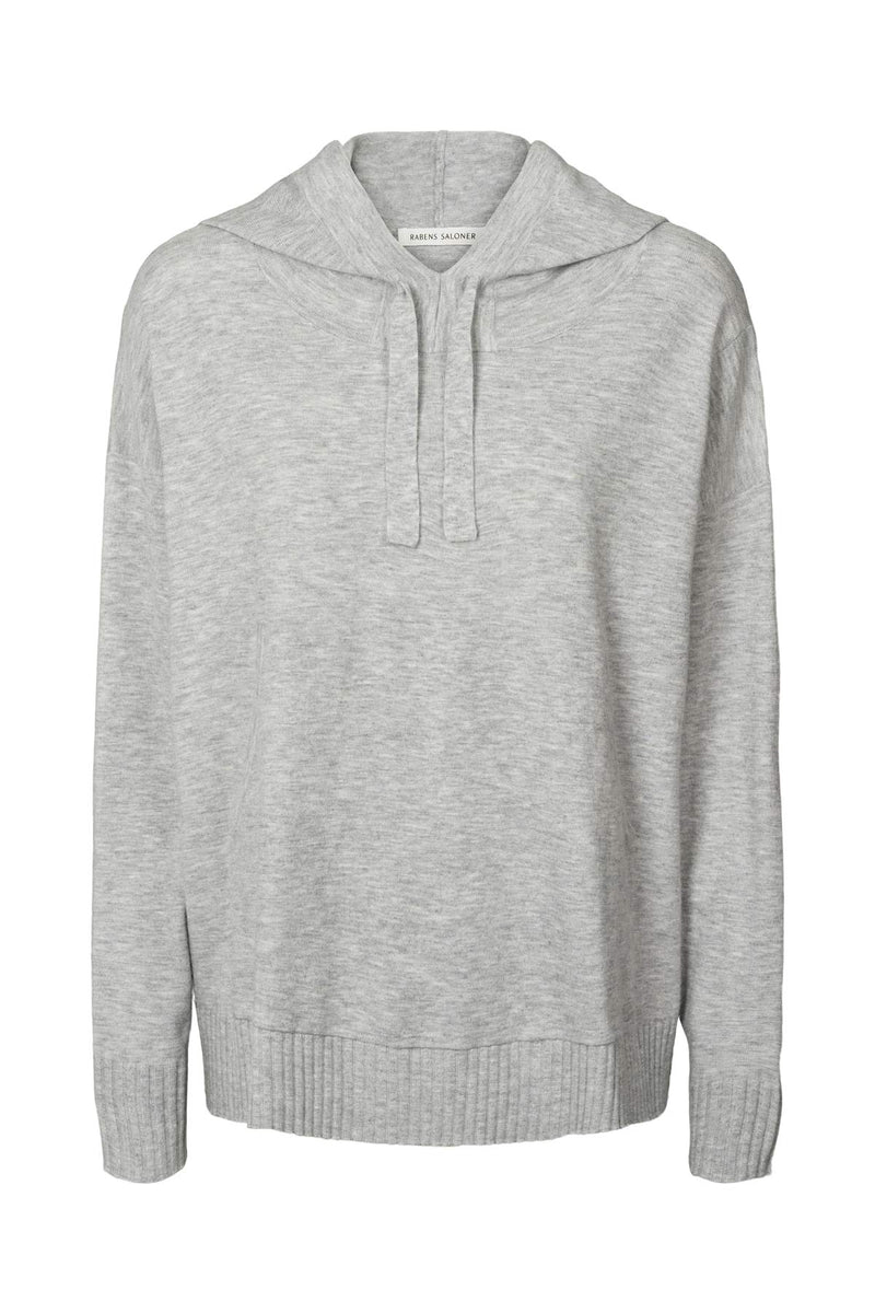 Helena - Knit lounge over size hoodie I Grey melange