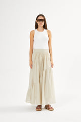 Polonia - Angled gather skirt I Oyster