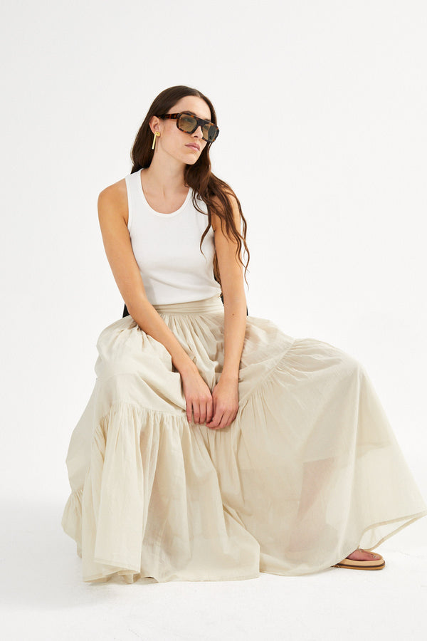 Polonia - Angled gather skirt I Oyster