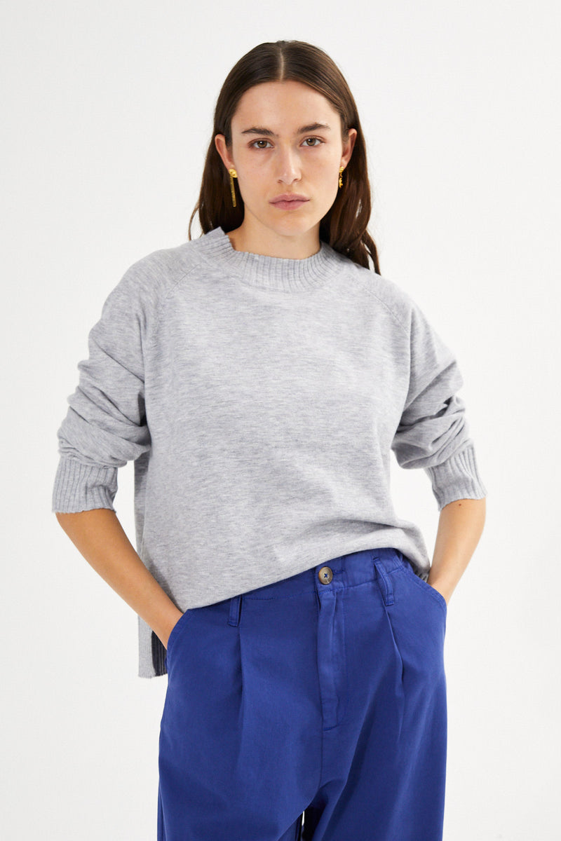 Ruca - Knit lounge boxy sweater I Mole melange