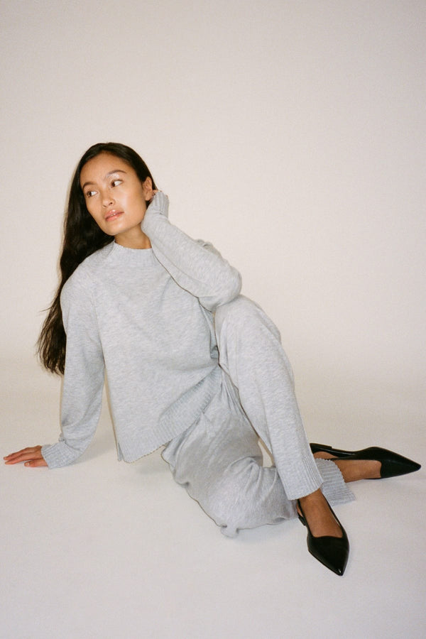 Jorun - Knit lounge pants I Grey melange