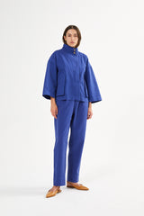 Raina - Canvas light pleat pant I Workwear blue