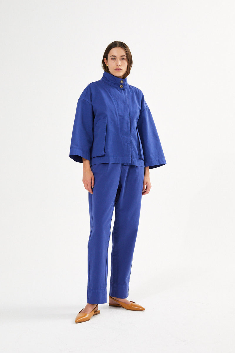 Raina - Canvas light pleat pant I Workwear blue