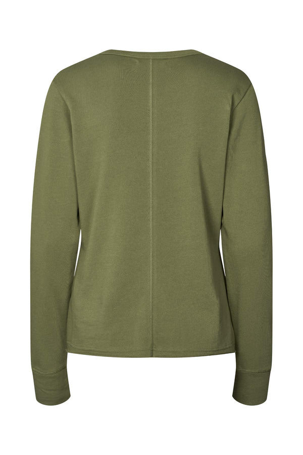 Hila - Light stretch crew neck top I Loden green