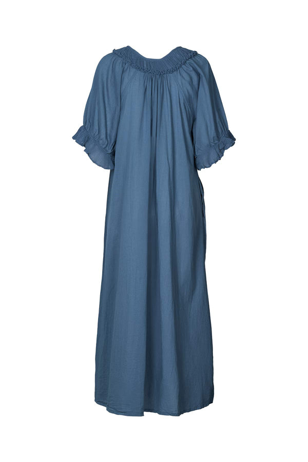 Cotton long angel dress - Dorothea I Dusty indigo