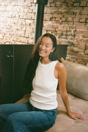 Nelle - Rib jersey tank I White