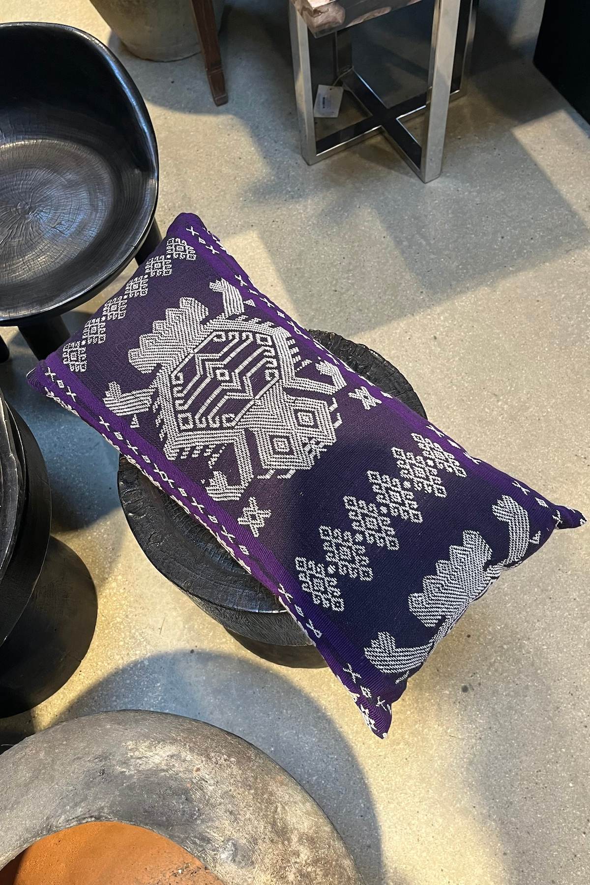 Long handmade pattern pillow - Rabens Apartment I Purple Combo