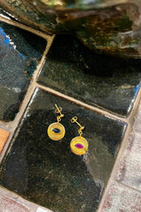 Nafsu - Gold Sun Earring I Gold plated/ Ruby