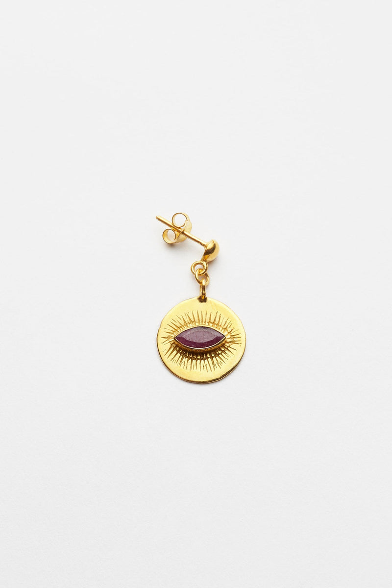 Nafsu - Gold Sun Earring I Gold plated/ Ruby