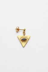 Gold Earstick w/ triangle eye pendant - Nafsu I Black Sapphire