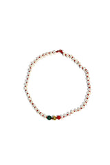 Pearl Necklace With Beads - Nafsu I Gold Beads w/ Coral and Green Onyx