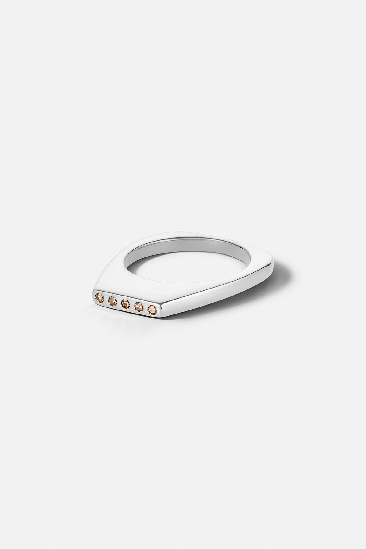 Diamond ring medium - Rabens Momento I Silver w/ Champagne diamond