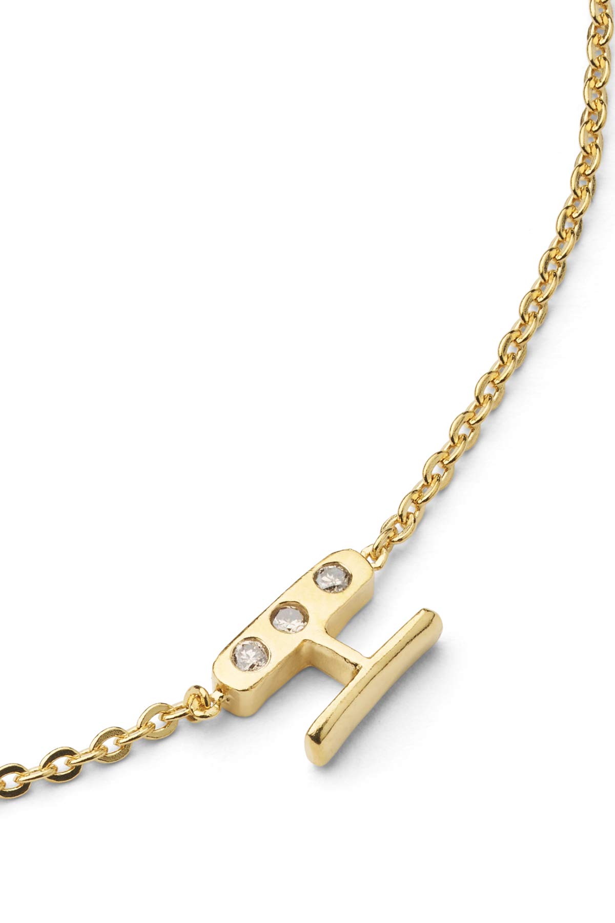 Diamond letter necklace - Rabens Momento I Gold w/ Champagne diamond