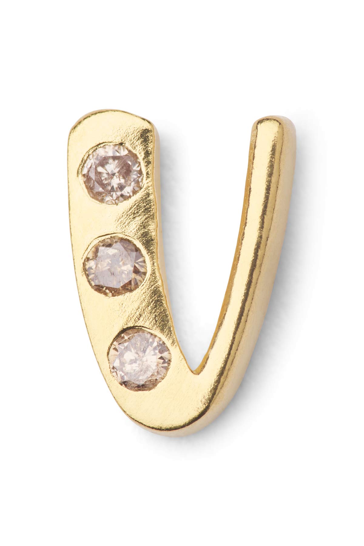 Diamond letter ear stud - Rabens Momento I Gold w/ Champaign diamond