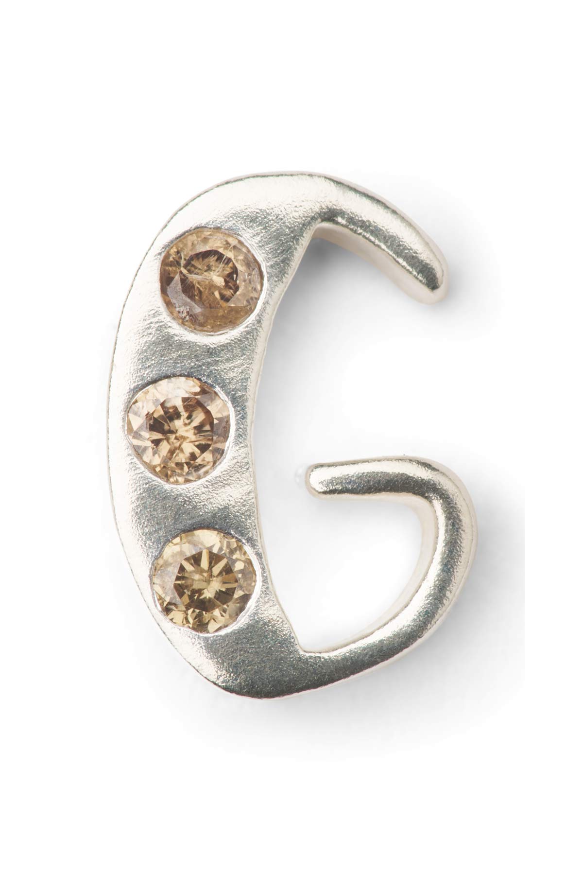 Diamond letter ear stud - Rabens Momento I Silver w/ Champaign diamond